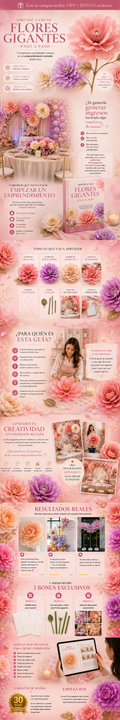 Emprendé con Flores Gigantes de Tela, Papel Crepé y Goma Eva - Mínima inversión + Tips y bonus GRATIS